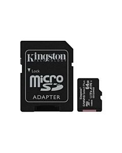 Kingston 64GB Canvas Select Plus MicroSDXC Card with SD Adapter, UHS-I Class 10,U1, A1 App Performance, 100MB/s