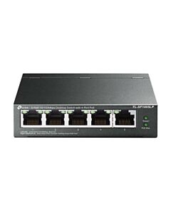 TP-LINK (TL-SF1005LP) 5-Port 10/100 Unmanaged Desktop Switch, 4-Port PoE, Intelligent Power, Steel Case