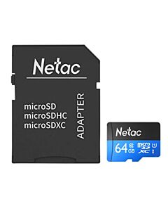 Netac P500 64GB MicroSDXC Card with SD Adapter, UHS-I Class 10, U1, 90MB/s