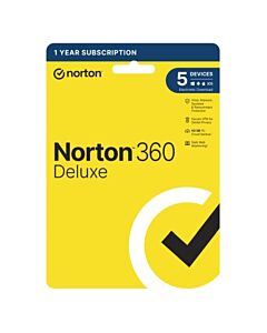 Norton 360 Deluxe 1x 5 Device, 1 Year Retail Licence - 50GB Cloud Storage, AI Scam Detector - PC, Mac, iOS & Android *Non-enrolment*