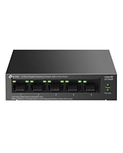 TP-LINK (LS105GP) 5-Port Gigabit Desktop LiteWave Switch with 4-Port PoE+, Metal Casing