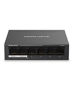 Mercusys (MS106LP) 6-Port 10/100Mbps Desktop Switch with 4-Port PoE+, Metal Case