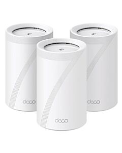 TP-LINK (DECO BE65) BE9300 Tri-Band Whole Home Mesh Wi-Fi 7 System, 3 Pack, 4x 2.5G Ports, MLO, Wireless/Wired Combined Backhaul