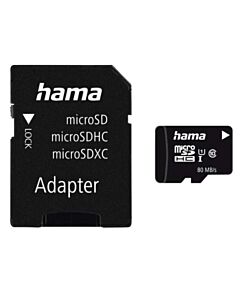 Hama 32GB MicroSDHC Card with SD Adapter, Class 10 UHS-I, Up to 80MB/s