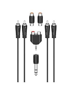 Hama RCA Connection Kit, 2x RCA Plugs to 2x RCA Plugs, 4x Adapters, 2.5 Metre