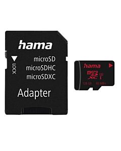 Hama 128GB MicroSDXC Card with SD Adapter, UHS-I Class 3, 80MB/s