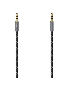 Hama 3.5mm Jack Stereo Cable, Male to Male, Gold-Plated, Fabric Jacket, 1.5 Metre