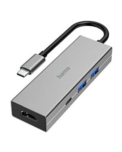 Hama 4-Port USB-C 3.2 Gen1 Hub w/ HDMI - 2x USB-A, 1x USB-C, 1x HDMI, Aluminium