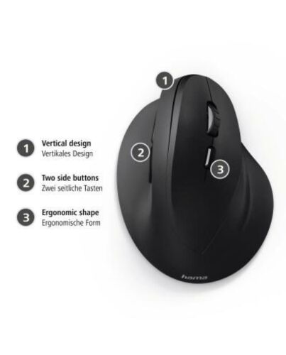 Hama Vertical Ergonomic Wireless Mouse BLK