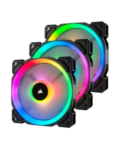 Corsair LL120 12cm PWM RGB Case Fans (3 Pack), 16 LED RGB Dual Light Loop, Hydraulic Bearing, Lighting Node PRO Kit Included