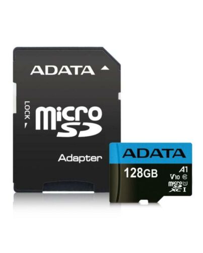 ADATA 128GB Premier MicroSDXC Card with SD Adapter, UHS-I Class 10, A1 App Performance, 85MB/s