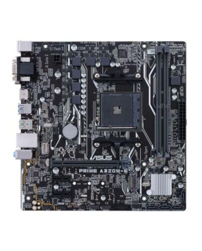 Asus PRIME A320M-E, AMD A320, AM4, Micro ATX, 2 DDR4, VGA, DVI, HDMI, M.2, RAID, LED Lighting