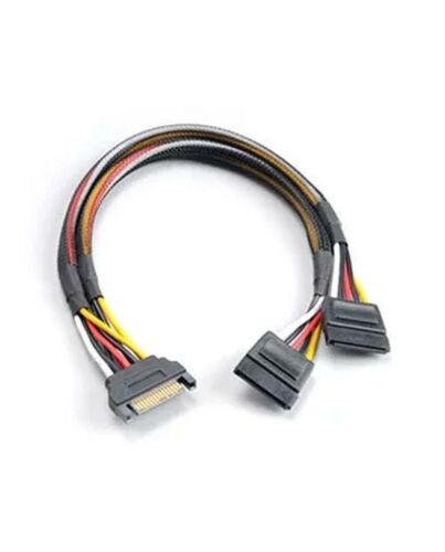 Akasa SATA Power Splitter - Male 15-pin SATA to 2 x 15pin SATA Female Power Connectors, 30cm