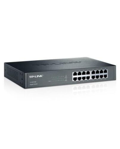 TP-LINK (TL-SG1016D) 16-Port Gigabit Unmanaged  Desktop/Rackmount Switch, Steel Case