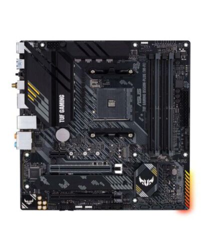 Asus TUF GAMING B550M-PLUS (WI-FI), AMD B550, AM4, Micro ATX, 4 DDR4, HDMI, DP, XFire, AX Wi-Fi, 2.5GB LAN, PCIe4, RGB Lighting, M.2
