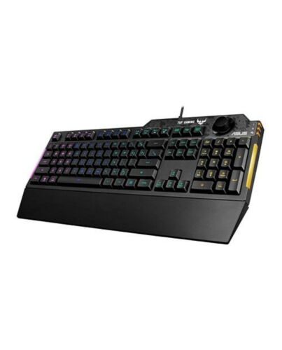 Asus TUF GAMING K1 RGB Keyboard with Volume Knob, 19-key Rollover, Side Light Bar & Armoury Crate, Spill Resistant, Detachable Wrist Rest