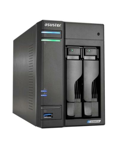 ASUSTOR AS6602T Lockerstor 2-Bay NAS Enclosure (No Drives), Quad Core CPU, 4GB DDR4, USB 3.2, 2 x 2.5G LAN,  2 x M.2 NVMe