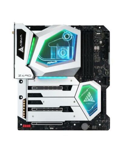 Asrock Z490 AQUA, Intel Z490, 1200, EATX, 4 DDR4, XFire/SLI, HDMI, Thunderbolt3, AX Wi-Fi, 10GB & 2.5GB LAN, RGB Lighting, M.2