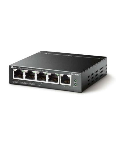 TP-LINK (TL-SG1005LP)  5-Port Gigabit Unmanaged Desktop Switch, 4-Port PoE, Intelligent Power, Steel Case
