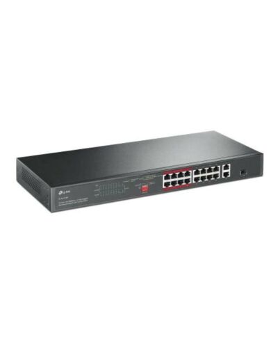 TP-LINK (TL-SL1218P) 16-Port 10/100Mbps + 2-Port GB Unmanaged Rackmount PoE+ Switch, Combo GB SFP Slot, 16-Port PoE+