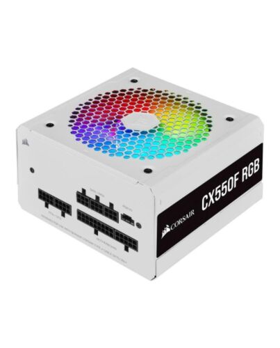 Corsair 550W CX-F RGB Series CX550F PSU, Fully Modular, Rifle Bearing Fan, 80+ Bronze, RGB Fan, White