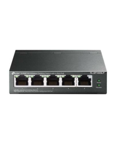 TP-LINK (TL-SF1005LP) 5-Port 10/100 Unmanaged Desktop Switch, 4-Port PoE, Intelligent Power, Steel Case