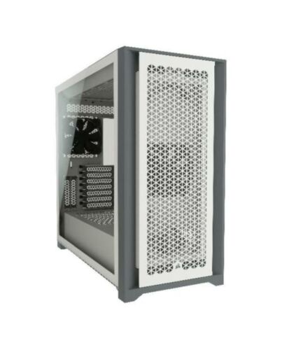 Corsair 5000D Airflow Gaming Case w/ Glass Window, E-ATX, 2 x AirGuide Fans, High-Airflow Front Panel, USB-C, White