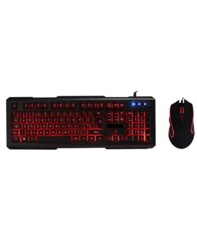 Pulse PXG Strike LED Gaming Desktop Kit, 7 LED Colour Options, Backlit Multimedia Keyboard, 800-2000 DPI LED Mouse w/ 7 Buttons