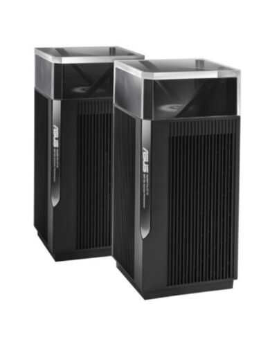 Asus (ZenWiFi Pro ET12) AXE11000 Wi-Fi 6E Tri-Band Mesh Routers, 2 Pack, AiMesh Tech, 2.5G WAN, 2.5G LAN, 2x GB LAN, Voice Control