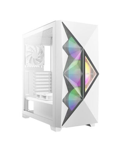 Antec DF800 FLUX Gaming Case w/ Glass Window, ATX, 5 x Fans (3 Front ARGB), Geometrical Mesh & Mirror Front, LED Control Button, White