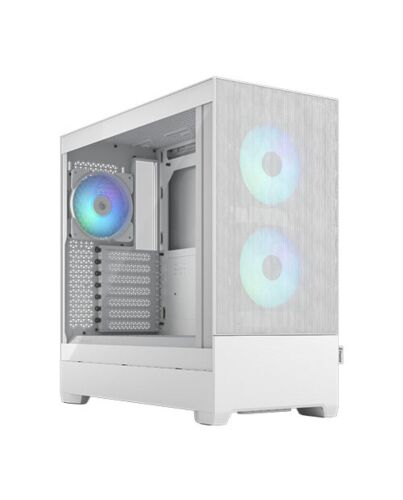 Fractal Design Pop Air RGB (White TG) Gaming Case w/ Clear Glass Window, ATX, Hexagonal Mesh Front, 3 RGB Fans & ARGB Controller
