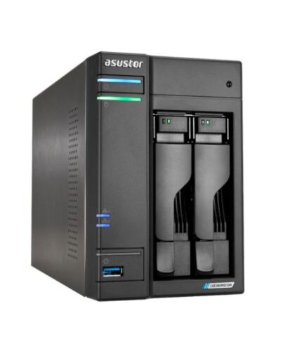 ASUSTOR AS6702T Lockerstor 2 Gen2 2-Bay NAS Enclosure (No Drives), Quad Core CPU, 4GB DDR4, USB 3.2, 2 x 2.5G LAN, 4 x M.2 NVMe