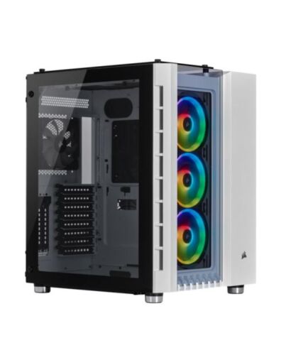 Corsair Crystal Series 680X RGB Gaming Case w/ Tempered Glass Window, E-ATX, Dual Chamber, 3 x LL120 RGB Fans, White