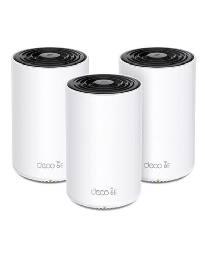 TP-LINK (DECO XE75 PRO) AXE5400 Wi-Fi 6E Tri-Band Mesh System, 3 Pack, AI-Driven Mesh, 2.5G & Dual GB LAN per Unit, Voice Control