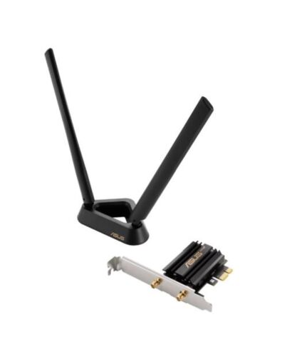 Asus (PCE-AXE59BT) AXE5400 Wi-Fi 6E Tri-Band PCI Express Adapter, Bluetooth 5.2, OFDMA & MU-MIMO, External Base