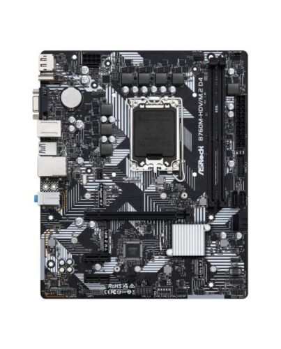 Asrock B760M-HDV/M.2 D4, Intel B760, 1700, Micro ATX, 2 DDR4, VGA, HDMI, DP, GB LAN, PCIe4, 2x M.2