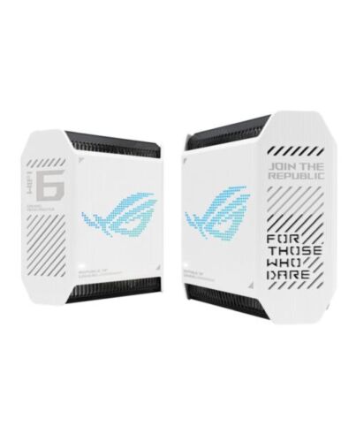 Asus (GT6 1-Pack White) ROG Rapture AX10000 Tri-Band Gaming Mesh Wi-Fi 6 System, 2.5G LAN, AiMesh, RangeBoost Plus, AiProtection Pro, RGB
