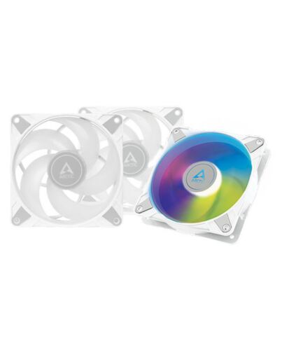 ARCTIC 120mm P12 Pressure Optimised PWM PST ARGB Case Fans (3 Pack), Fluid Dynamic, 12 LEDs, 0-2000 RPM, 0dB Mode, White
