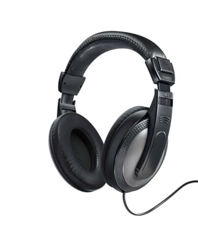 Hama (Shell) Headphones, 3.5mm Jack (6.35mm Adapter), 40mm Drivers, 2m Cable, Padded Headband, Black/Dark Grey