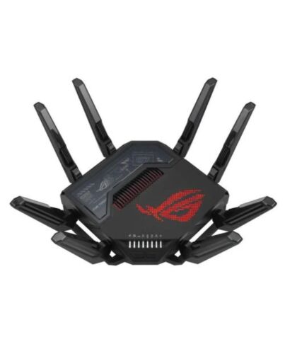 Asus (ROG Rapture GT-BE98) BE25000 Quad-Band Wi-Fi 7 Gaming Router, 2x 10G Ports, 2.5G WAN, Game Acceleration, AiMesh, RGB Lighting