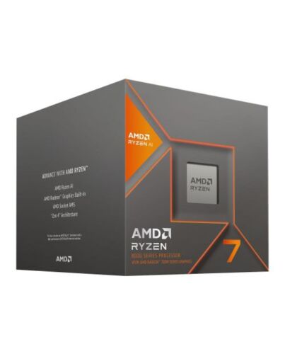 AMD Ryzen 7 8700G with Wraith Spire Cooler, AM5, Up to 5.1GHz, 8-Core, 65W, 24MB Cache, 4nm, 8th Gen, Radeon Graphics