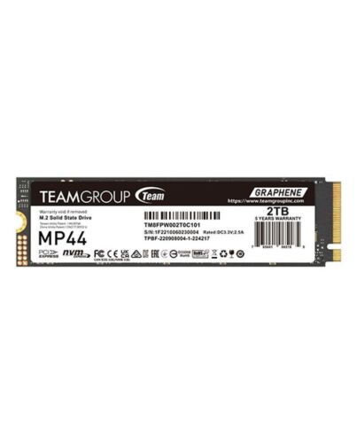 Team 2TB MP44 M.2 NVMe Gen4 SSD, M.2 2280, PCIe4, R/W 7400/7000 MB/s, Heat Dissipating Graphene Label