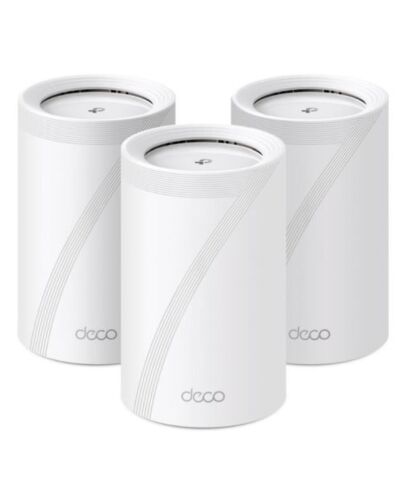 TP-LINK (DECO BE65) BE9300 Tri-Band Whole Home Mesh Wi-Fi 7 System, 3 Pack, 4x 2.5G Ports, MLO, Wireless/Wired Combined Backhaul