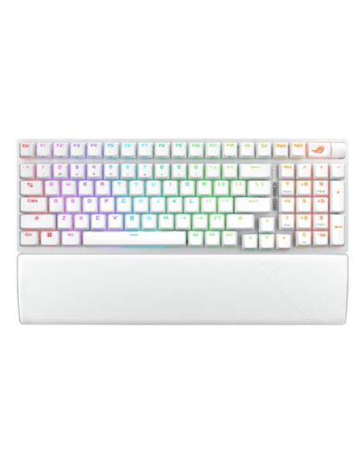 Asus ROG STRIX SCOPE II 96 Wireless Mechanical RGB Gaming Keyboard, 96% Layout, Streamer Hotkeys, Multifunction Controls, Sound-Dampening, White