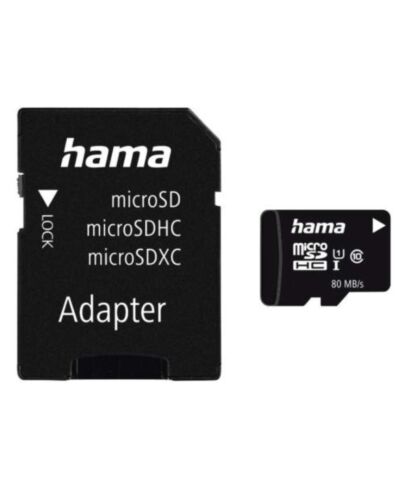 Hama 128GB MicroSDHC Card with SD Adapter, Class 10 UHS-I, Up to 80MB/s