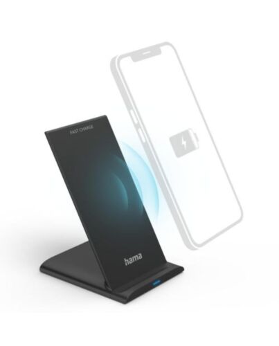 Hama QI-FC10S Wireless Charger, 10W, USB-C, Wireless Smartphone Charging Pad, Black