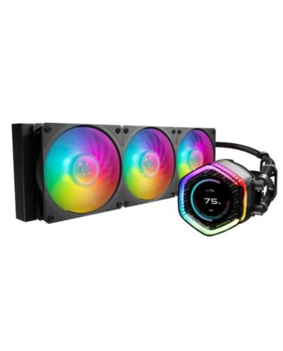 Cooler Master MasterLiquid 360 ION ARGB Liquid CPU Cooler, 360mm, Dual Chamber Design, 3 x Mobius ARGB Fans, Customisable LCD Display,   Black