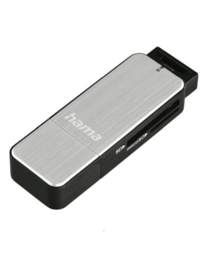 Hama External USB 3.0 Card Reader, SD/microSD, Silver, USB Powered