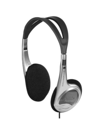 Hama (HED4407) On-ear Stereo Headphones, 3.5 mm Jack, 30mm Drivers, 1.5m Cable, Silver/Black