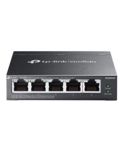 TP-LINK (ES205GP) Omada 5-Port Gigabit Easy Managed Switch with 4-Port PoE+, 5x GB Ports, Metal Casing
